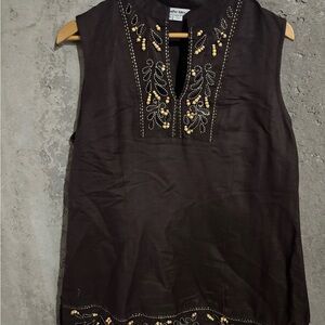 Brown Beaded tunic and pants set